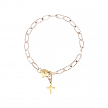 Haç Charm , kalp kilit ile zincir bileklik