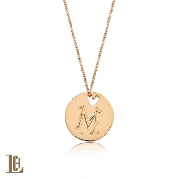 Kalp delikli yuvarlak madalyon kolye