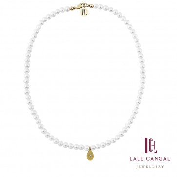 Damla uç pırlanta inci kolye