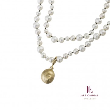 Pericik İnci kolye Salyangoz uç ile..