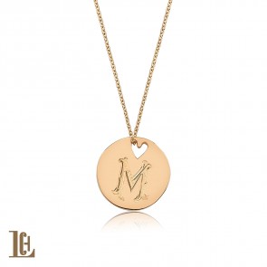 Kalp delikli yuvarlak madalyon kolye