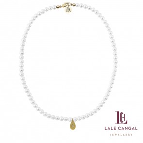 Damla uç pırlanta inci kolye